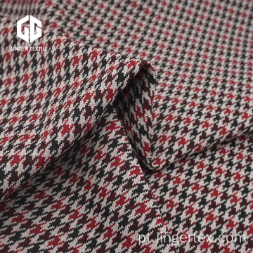 Tela do jacquard do poliéster Houndstooth com elastano